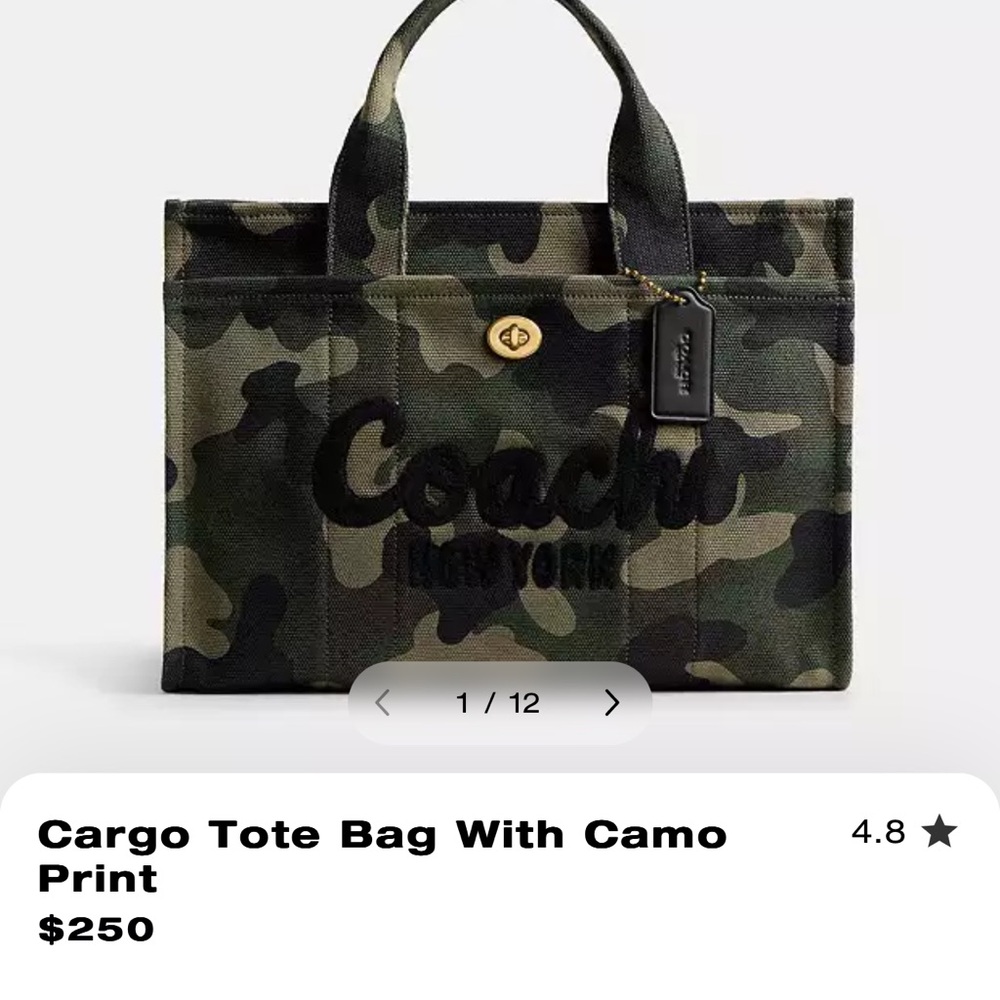 Coach Camo Print Cargo Tote Bag